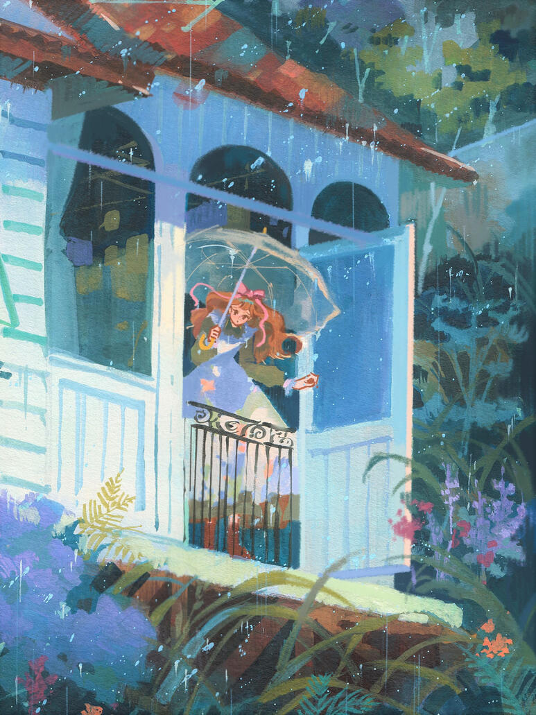 Rain in the valley, 21x30 cm (gouache on paper)